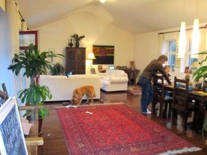 img_2424 Here's the living and dining room with nice high ceilings.